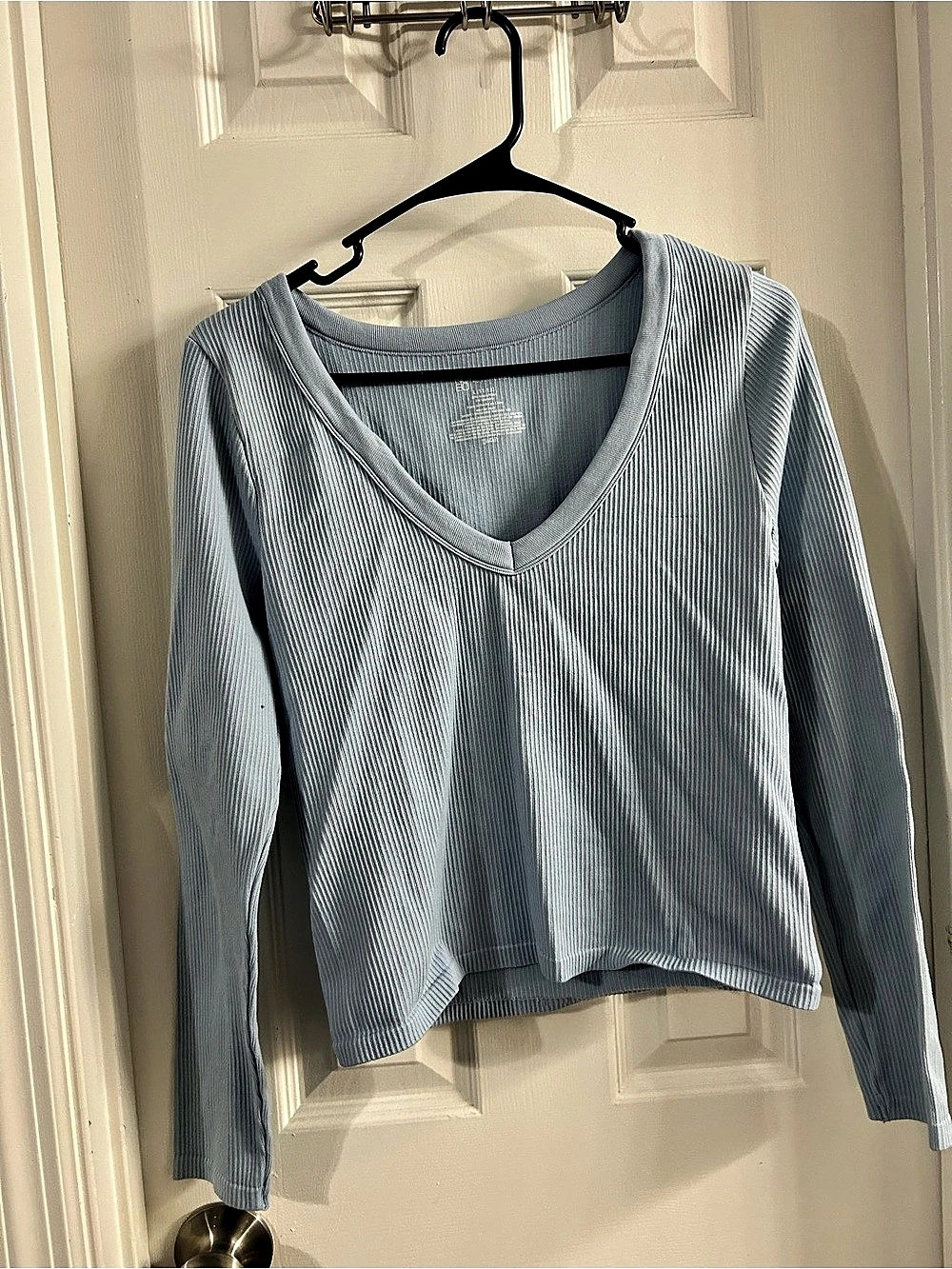 Aerie Blue Long Sleeve V-Neck Top